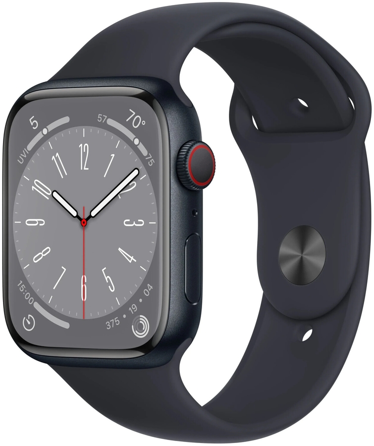 Apple Watch Series 8 (GPS + Cellular) - 45 mm - Mitternacht Sportarmband Aluminiumgehäuse